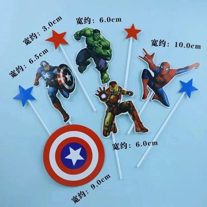 1set the Avengers Birthday Party Cake Topper Super Hero Spiderman Hulk Iron Man Cake Decoration for Kids Birthday Party Supplies