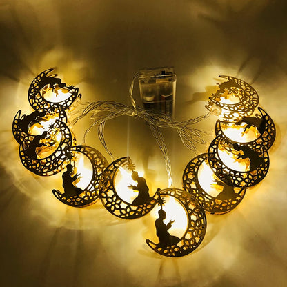 Moon Star Led String Lights EID Mubarak Ramadan Kareem Decoration for Home Islam Muslim Event Party Supplies Eid Al-Fitr Decor