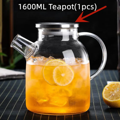 Tea Sets Big Heat Resistant Glass Teapot Flower Tea Kettle Large Clear Glass Fruit Juice Container Ceramic Teapots Droshipping