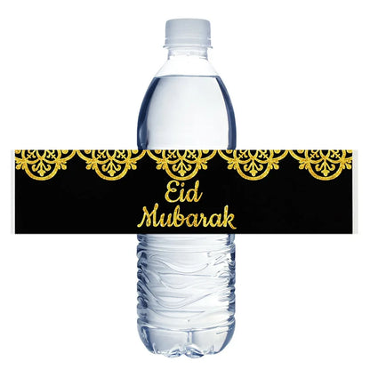 10/20pcs Eid Mubarak Bottle Wrapper Paper Sticker Ramadan Kareem Festival Party Supplies Water Bottle Cover Eid Al-Fitr Decor