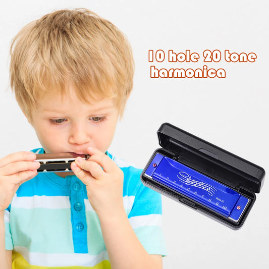 Portable 10 Hole 20 Tone Harmonica Mini Harmonica Early Educational Music Instrument Toys Easy Learning Adults Children Gift