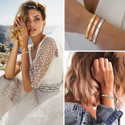 Cubic Zirconia Bangle Bracelet,18K Gold Plated Cuffs, Stainless Steel Jewelry Best Gifts for Valentine's Day Birthdays Gift