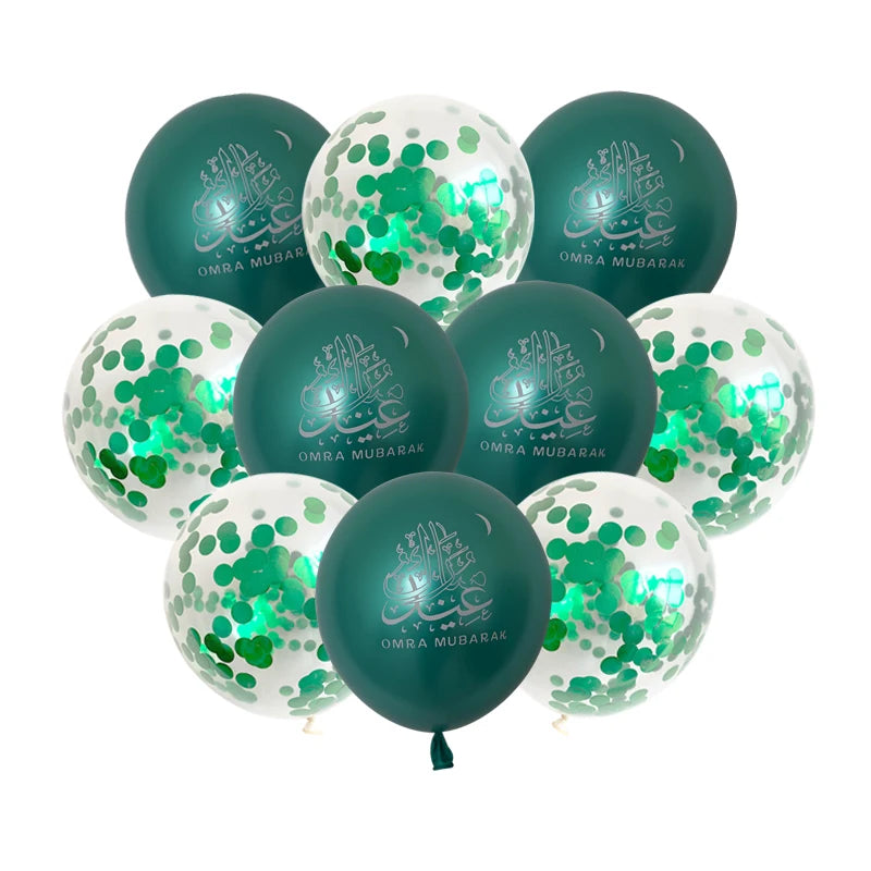 10pcs Eid Mubarak Metal Latex Balloon Ramadan Kareem Decoration Air Globos Ramadan Mubarak Muslim Islamic Festival Party Decor