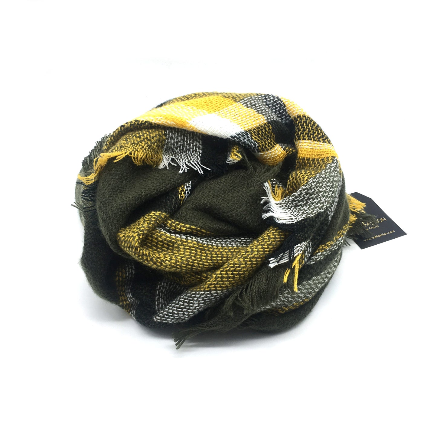 Olive Blanket Fringed Scarf