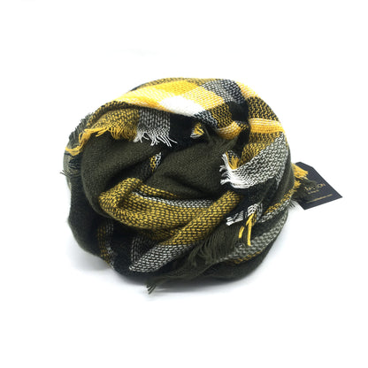 Olive Blanket Fringed Scarf