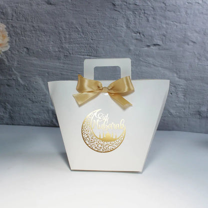 Handheld Moon Mosque Eid Mubarak Gift Box and Bag Set for Ramadan and Adha Celebrations Eid and Adha Candy Gift Box
