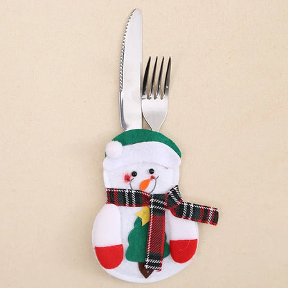 Christmas Cutlery Holders Christmas Knife Fork Tableware Bags Pocket Christmas Decoration 2024 New Year Dinner Table Ornament