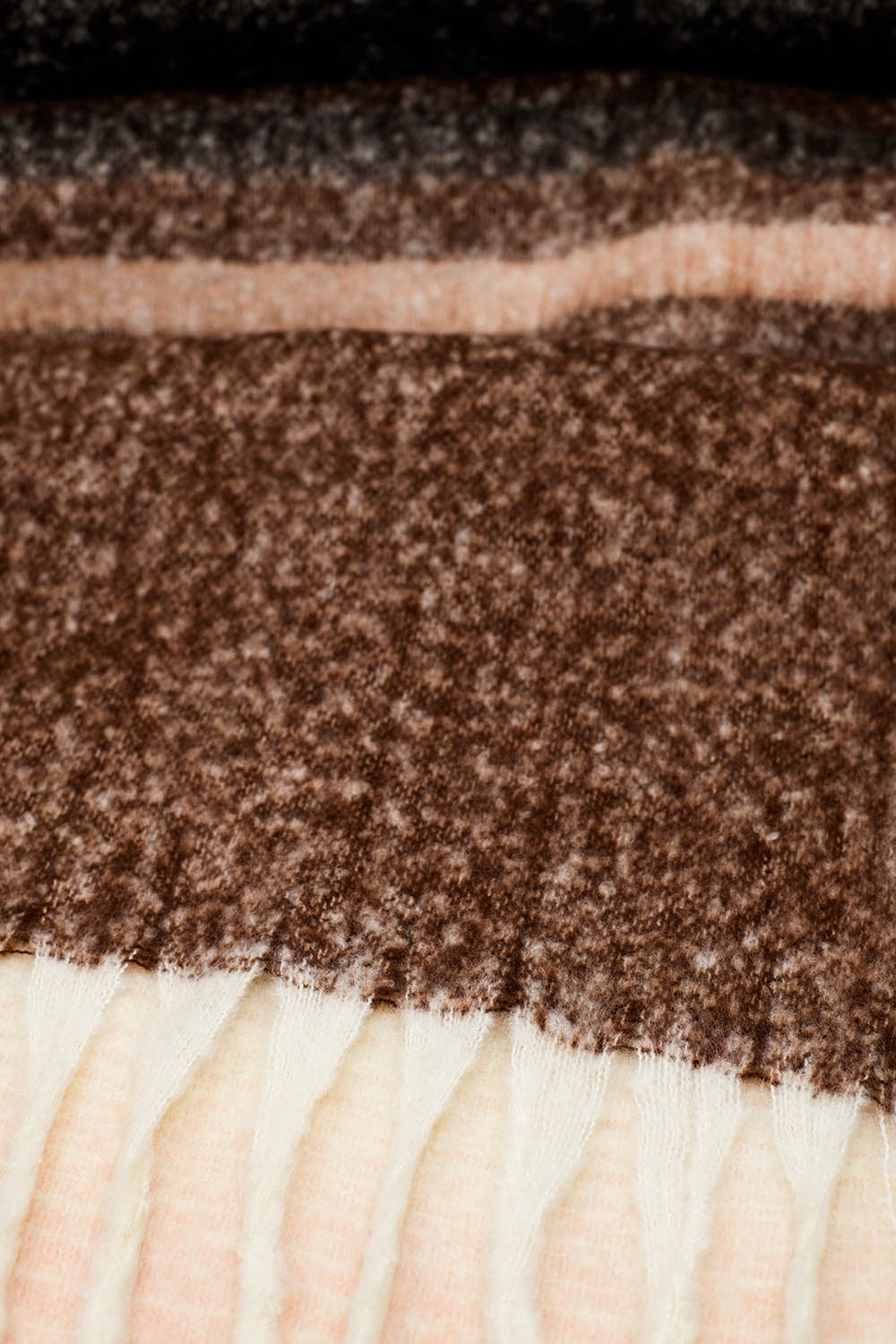 Multi Colored Chunky Knit Scarf in Shades of Brown Stripes