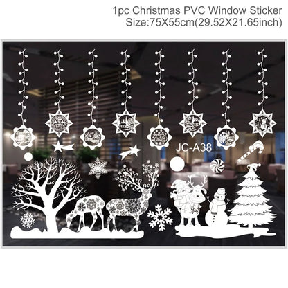 Christmas Wall Window Stickers Marry Christmas Decoration for Home 2024 Christmas Ornaments Xmas Navidad Gift New Year 2025