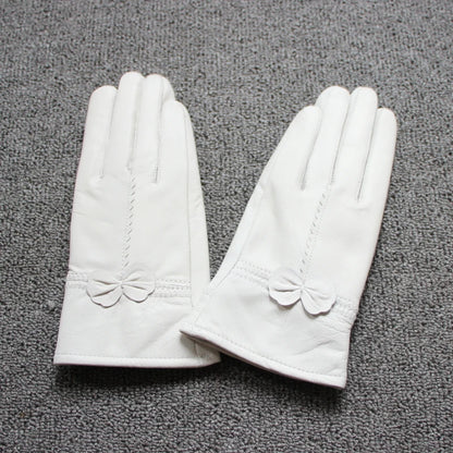 2020 Women's Genuine Leather Gloves Red Sheepskin Gloves Autumn and Winter Fashion Female Windproof Gloves
