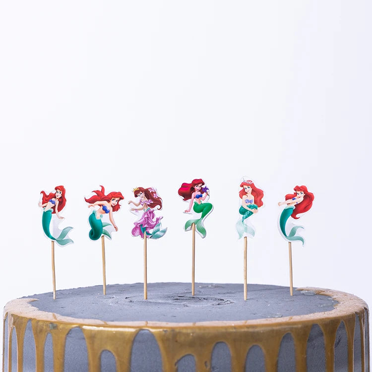 Frozen Anna Elsa Princess Theme Cupcake Picks Animal Cake Toppers Cartoon Cupcake Inserts Card Party Gift for Kid Birthday Decor