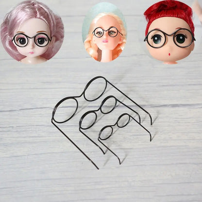 5PCS Retro Metal Round Doll Glasses Frame Lensless Miniature Eyewear Great Collection Cool Eyeglasses for Blythe Doll Accessorie