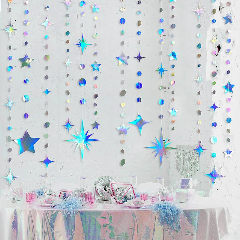 4M EID Ramadan Garland Moon Star Hanging Banner Streamer Party Backdrop for Birthday Baby Shower Islam Mubarak Party Decor 2024