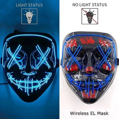 Wireless Halloween Neon LED Purge Mask Masque Masquerade Party Masks Light Grow in the Dark Horror Mask Glowing Masker