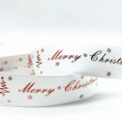 10mm 15mm 25mm Christmas 5yards Ribbon Printed Merry Christmas Ribbon for Handmade Design Christmas Decoration Gift Packing