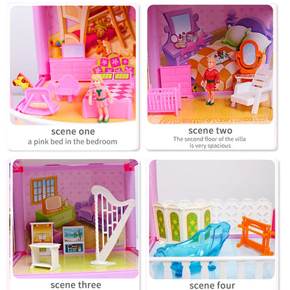 New DIY Family Doll House Dolls Accessories Toy With Miniature Furniture Garage DIY Doll House Casa Toys for Girls Birthday Gift