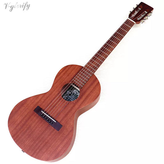 Travel Guitar 36 Inch Acoustic Guitar 6 String Mini Guitars Brown and Natural Color Folk Guitar Full Sapele