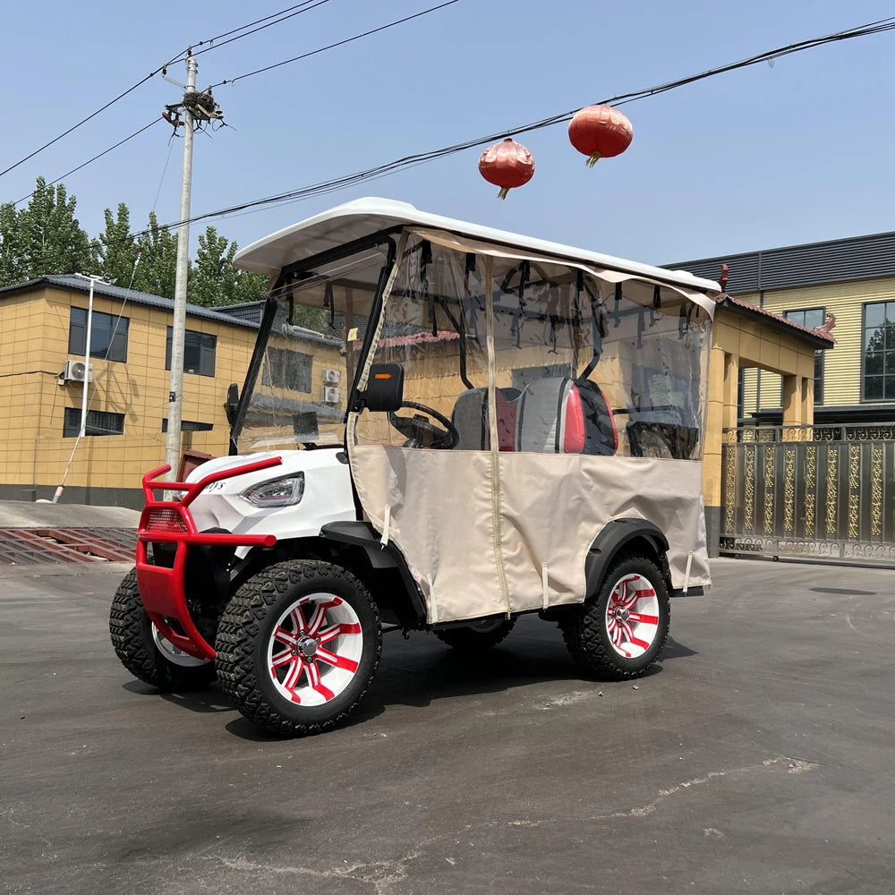 New Design 4 Seater 60V 72V Lithium Battery Golf Carts New Arrival Red Golf Carts 4KW 5KW 7.5 KW AC Motor Electric Golf Carts