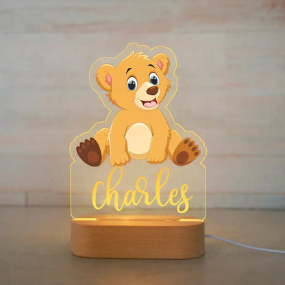 Personalized Children Animal Night Light Custom Name Acrylic Lamp Baby Kids Bedroom Decoration Neonate Birthday Christmas Gift