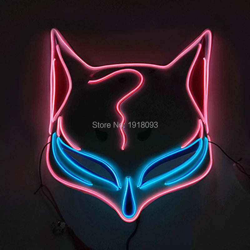 Hot Sales Carnival LED Mask Party Masque Masquerade Masks Horror Neon EL Mask LED Light Up Mask Halloween Glow Party Supplies