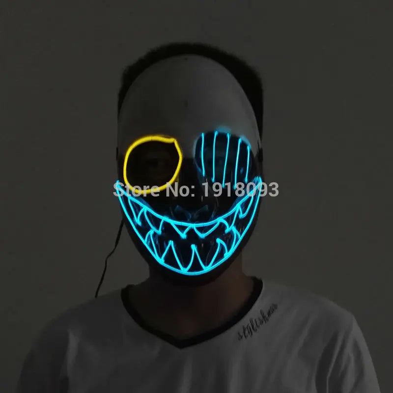 Hot Sales Carnival LED Mask Party Masque Masquerade Masks Horror Neon EL Mask LED Light Up Mask Halloween Glow Party Supplies