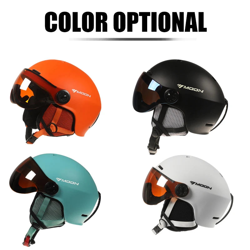 MOON Goggles Skiing Helmet Integrally-Molded PC+EPS High-Quality Ski Helmet Outdoor Adult Sport Ski Snowboard Skateboard Helmets