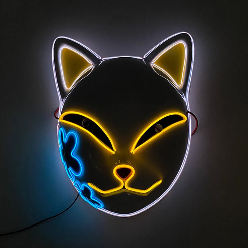 Hot Sales Carnival LED Mask Party Masque Masquerade Masks Horror Neon EL Mask LED Light Up Mask Halloween Glow Party Supplies