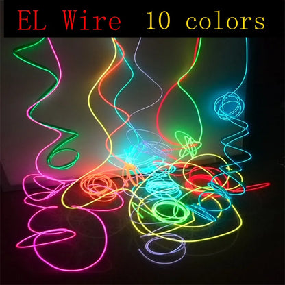 Glow EL Wire Cable LED Neon Christmas Dance Party DIY Costumes Clothing Luminous Car Light Decoration Clothes Flexible Light