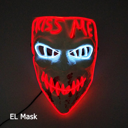 Hot Sales Carnival LED Mask Party Masque Masquerade Masks Horror Neon EL Mask LED Light Up Mask Halloween Glow Party Supplies