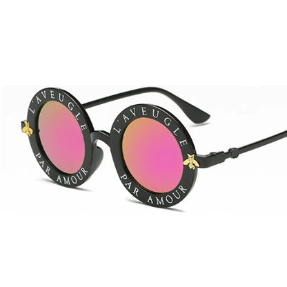 2020 New Fashion Round Frame Sunglasses Woman Vintage Sun Glasses Female Bee Design Brand Designer UV400