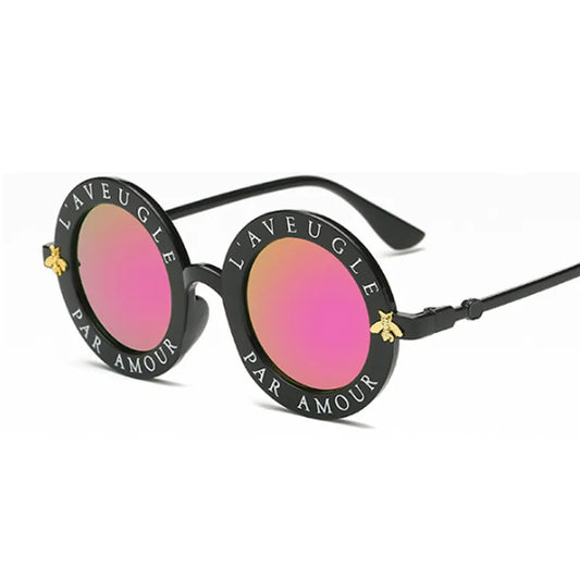 2020 New Fashion Round Frame Sunglasses Woman Vintage Sun Glasses Female Bee Design Brand Designer UV400