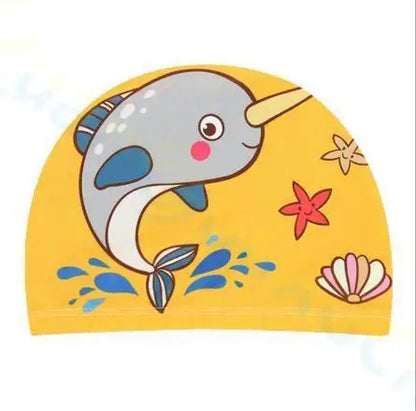 Cartoon Animal Children Swimming Cap Girls Boys Swimming Hat Elastic Kids Pool Swimming Cap 1-10 Years Old