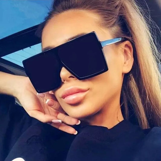 Oversized Shades Sunglasses Woman Black Fashion Square Big Frame Sun Glasses Female Vintage Retro Glasses Unisex Oculos Feminino