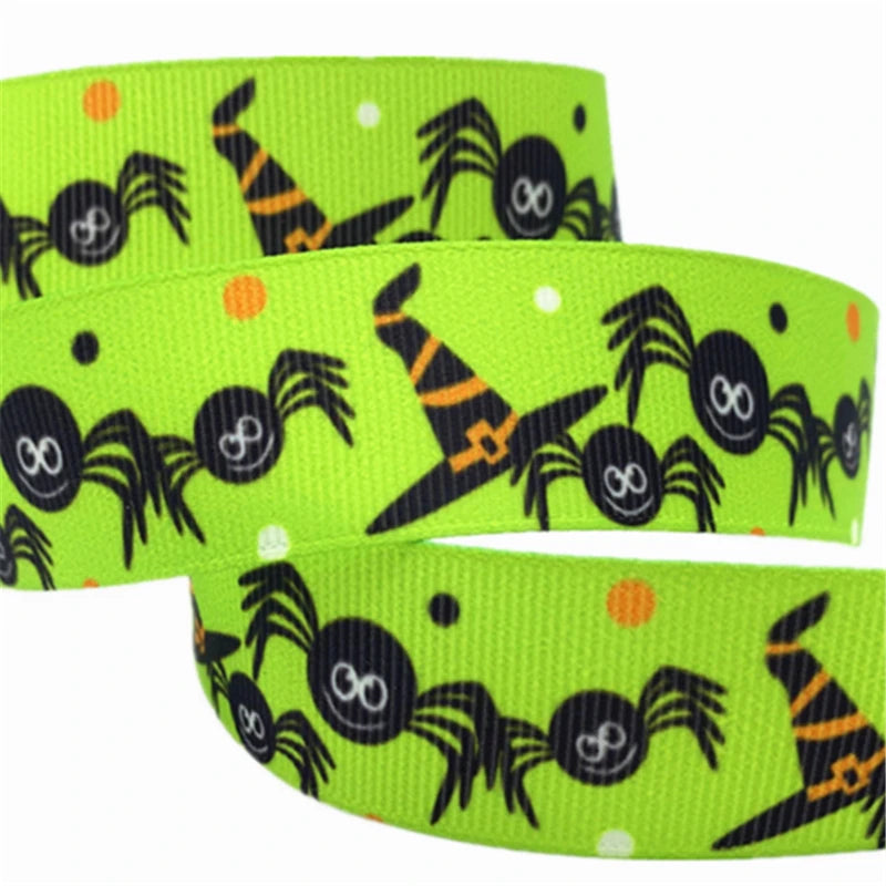 5yards 25mm Halloween Decoration Grosgrain Ribbon Printed Halloween Ribbon for Wedding Christmas Decoration DIY Sewing Fabric