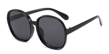 New Round Frame Sunglasses Woman Retro Brand Designer Brown Black Oversized Lady Sun Glasses Female Fashion Outdoor Driving