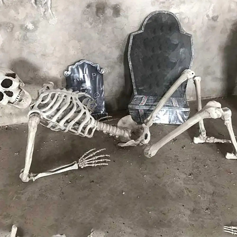 70CM Halloween Human Skeleton Haunted House Hanging Props Home Evil Party Decoration Horror Scary Movable Big Skull Decorations
