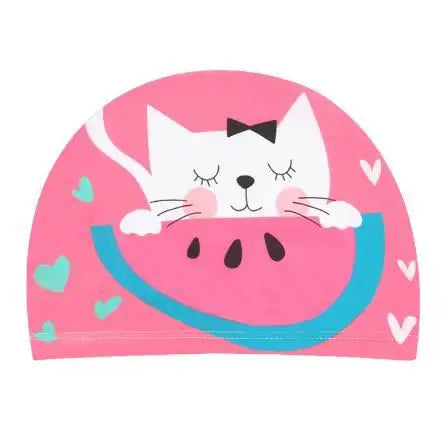 Cartoon Animal Children Swimming Cap Girls Boys Swimming Hat Elastic Kids Pool Swimming Cap 1-10 Years Old