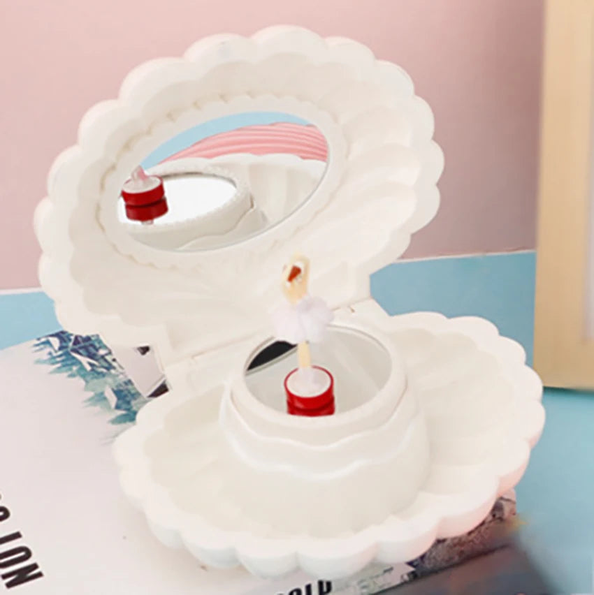 1Pc Shell Shaped Clockwork Musical Boxes Girls Dancing Ballerina Musical Box Christmas Birthday Jewelry Box Gifts Ornaments