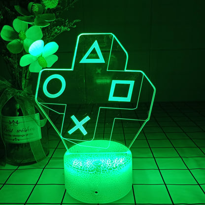 3D Night Lamp Gaming Room Desk Setup Lighting Decor Gamepad Icon LED Light Atmosphere Table Bedside Night Lamps Kids Gift