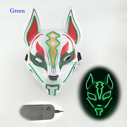 Anime Expro Decor Japanese Fox Mask Neon Led Light Cosplay Mask Game Theme Party Cos Dance DJ Payday Costume Props