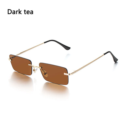 Fashion Popular Rimless Small Rectangle Sunglasses Women Men 2020 Shades Alloy Metal Glasses UV400 Eyewear