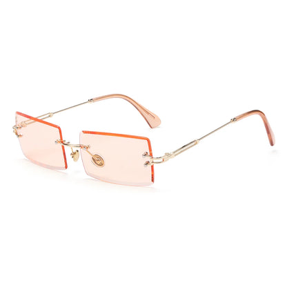 Fashion Popular Rimless Small Rectangle Sunglasses Women Men 2020 Shades Alloy Metal Glasses UV400 Eyewear