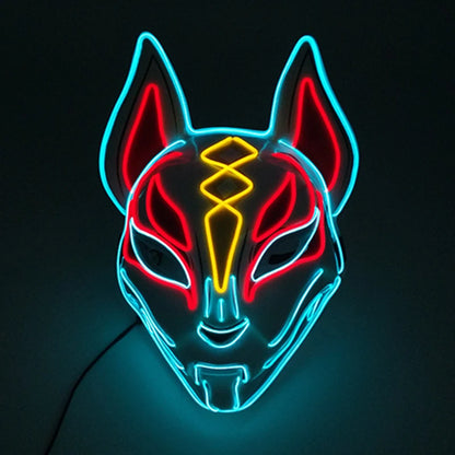 Japanese Anime Mask Halloween Cosplay Fox Mask Neon Light Up Mask LED Luminous Masks Glow in the Dark Carnival Party Supplies