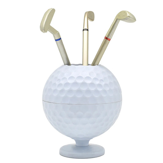 Golf Ball Novelty Mini Golf Ball Pen Pencil Holder Desktop Accessories Decoration Golf Gift for Dedicated Golfer 3 Color Pens