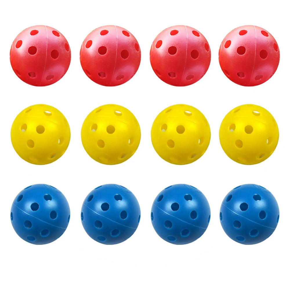 12 Pack Multicolor Plastic Golf Training Balls Airflow Hollow Diameter 1.65 Inch Golf Balls for Driving Range Swing Practice New