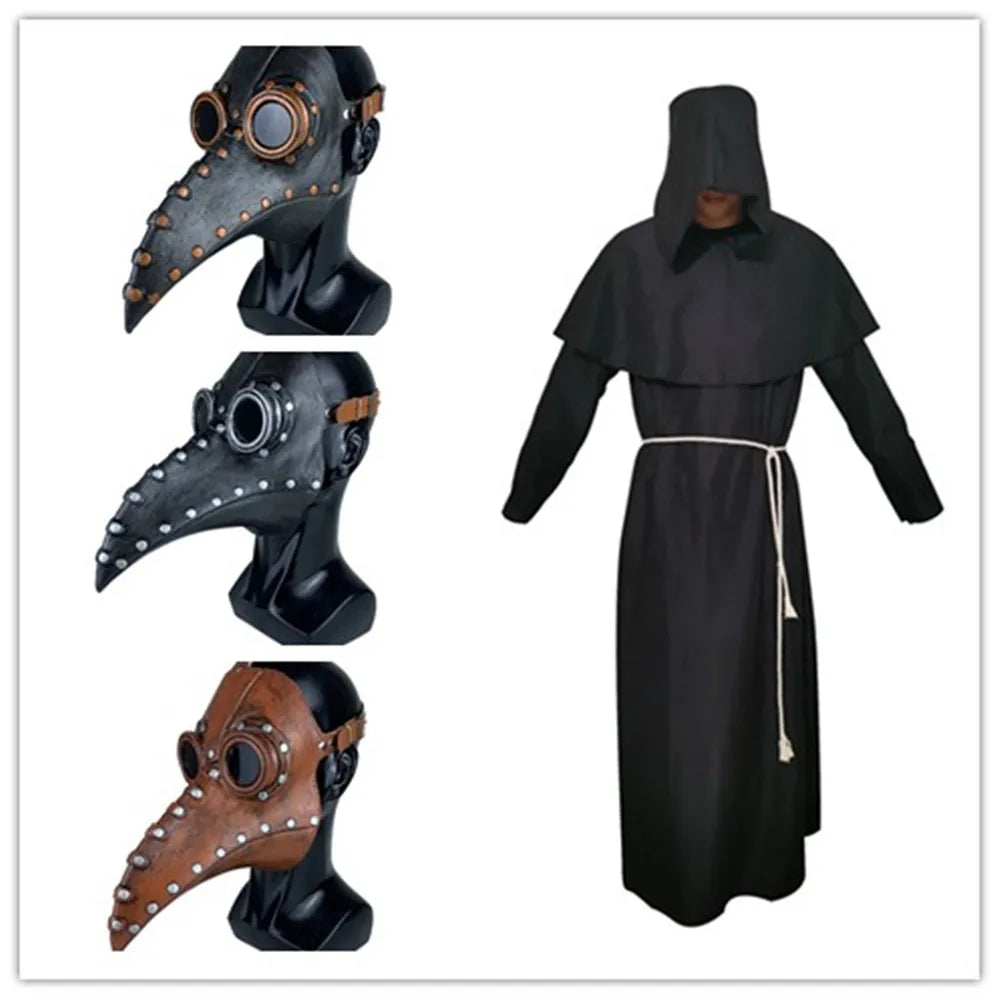Best New Funny Medieval Steampunk Plague Doctor Bird Mask Latex Punk Cosplay Masks Beak Adult Halloween Event Cosplay Props
