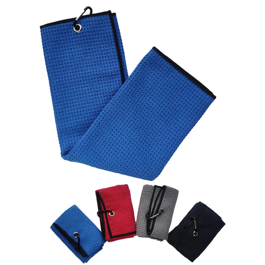 1pc Golf Towel Multicolor Dishcloth for Golfer Red Blue Grey Black With Clasp Microfiber Fabric Use for Golf Balls Golf Club New