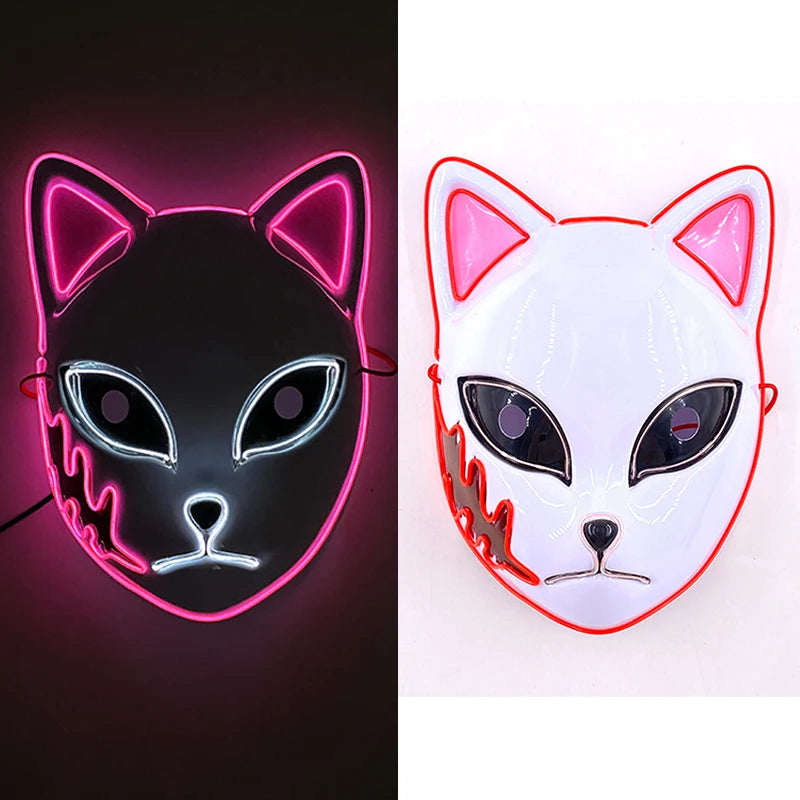 New Designed Glowing Halloween Party Mask Flashing LED Masks EL Neon Light Cosplay Mask Costume Props Glow Party Supplies