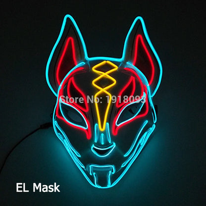 Hot Sales Carnival LED Mask Party Masque Masquerade Masks Horror Neon EL Mask LED Light Up Mask Halloween Glow Party Supplies