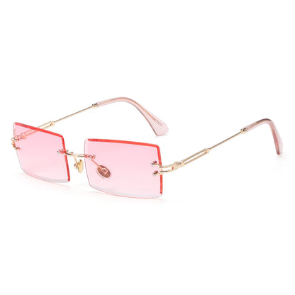 Fashion Popular Rimless Small Rectangle Sunglasses Women Men 2020 Shades Alloy Metal Glasses UV400 Eyewear